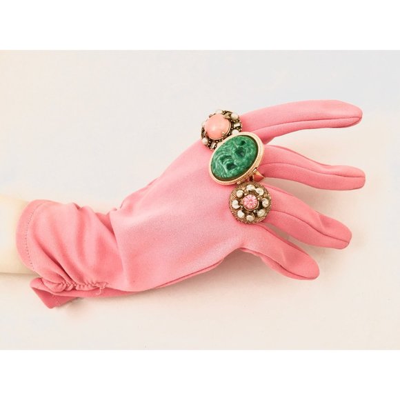 Vintage Avon Ring Carved Lucite Imitation Jade Perfume Poison Ring - Picture 6 of 8